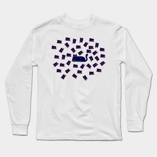 Blue hungry cat - version 2 Long Sleeve T-Shirt